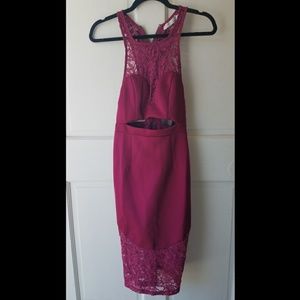 Dark Pink Dress with front cut out and lace